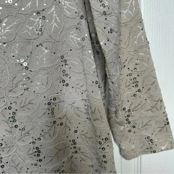 Tanjay Sequined Shirt 3/4 Length Sleeves Grey Size Small - Picture 8 of 15
